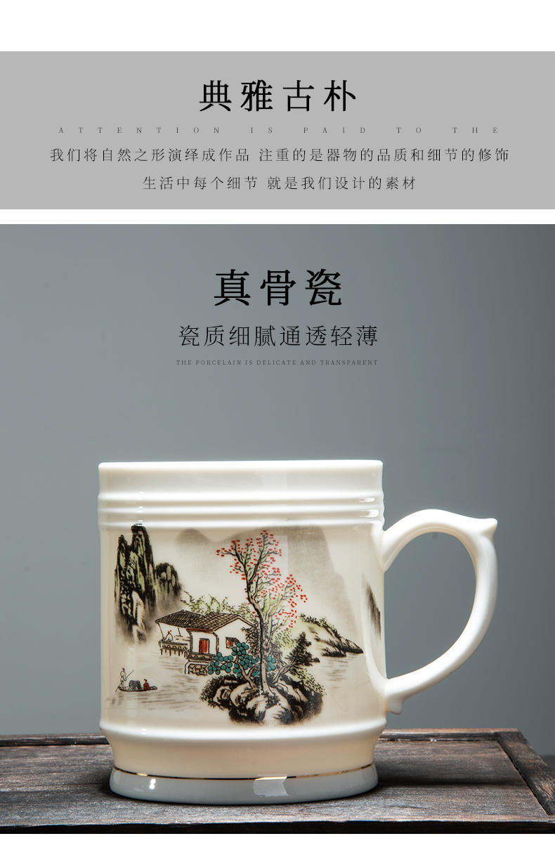 Jingdezhen ipads porcelain ceramic cups with cover large capacity of tea cup home office cup boss cup overlord cup