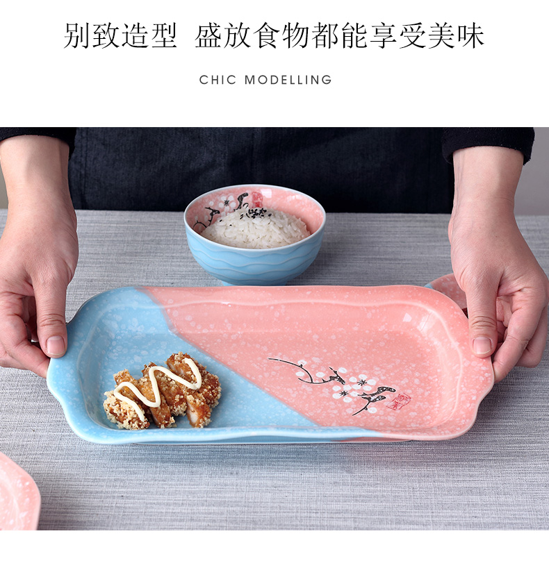 Jingdezhen ceramic dish dish dish home round soup plate creative dumplings Japanese beef dish plate plate tableware