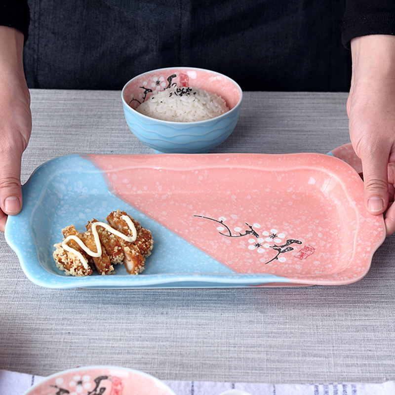 Jingdezhen ceramic dish dish dish home round soup plate creative dumplings Japanese beef dish plate plate tableware