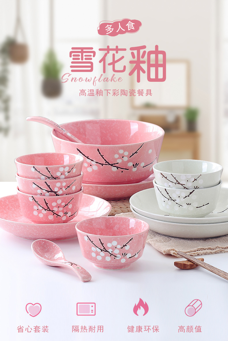 The dishes suit household ceramics 4/6 people soup bowl combined Japanese eat bowl chopsticks Nordic creative plate