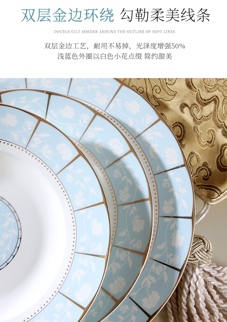 Jingdezhen ceramic tableware Korean household contracted eat bowl chopsticks sets ipads China dishes 56 head plate combination