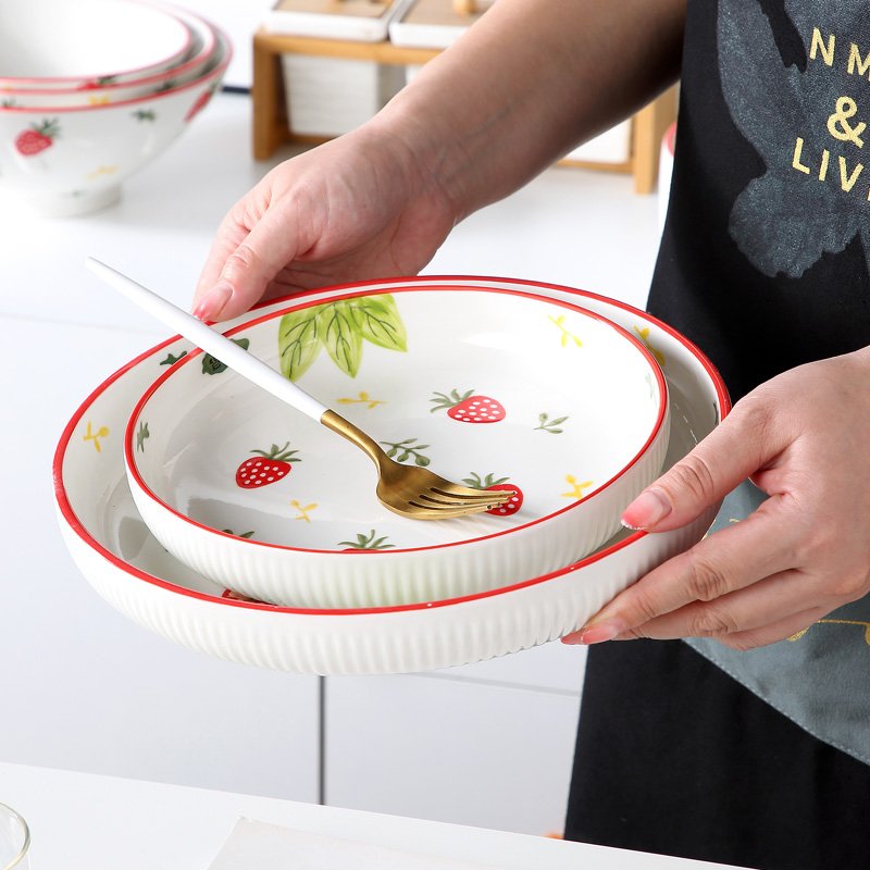 Japanese ceramic dish dish dish household creative move web celebrity strawberry dishes soup to jingdezhen FanPan plate tableware