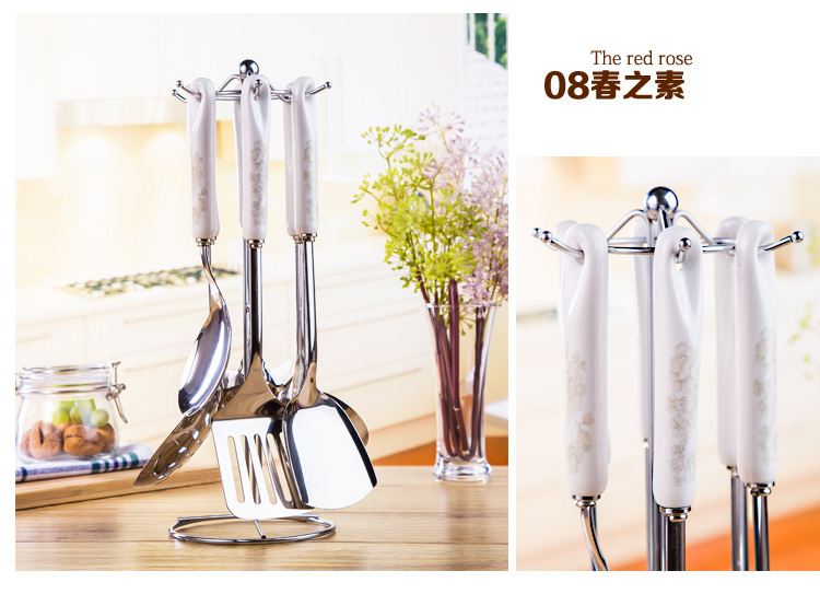 Spade suit ceramic stainless steel shovel spoon, spoon, stir fry run kitchen utensils suit seven suit household composition