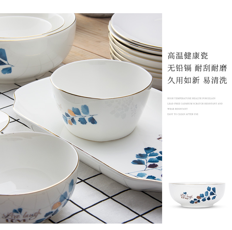 Creative household ceramic bowl noodles soup bowl prevent hot large rice bowls of jingdezhen tableware Nordic contracted to eat bread and butter