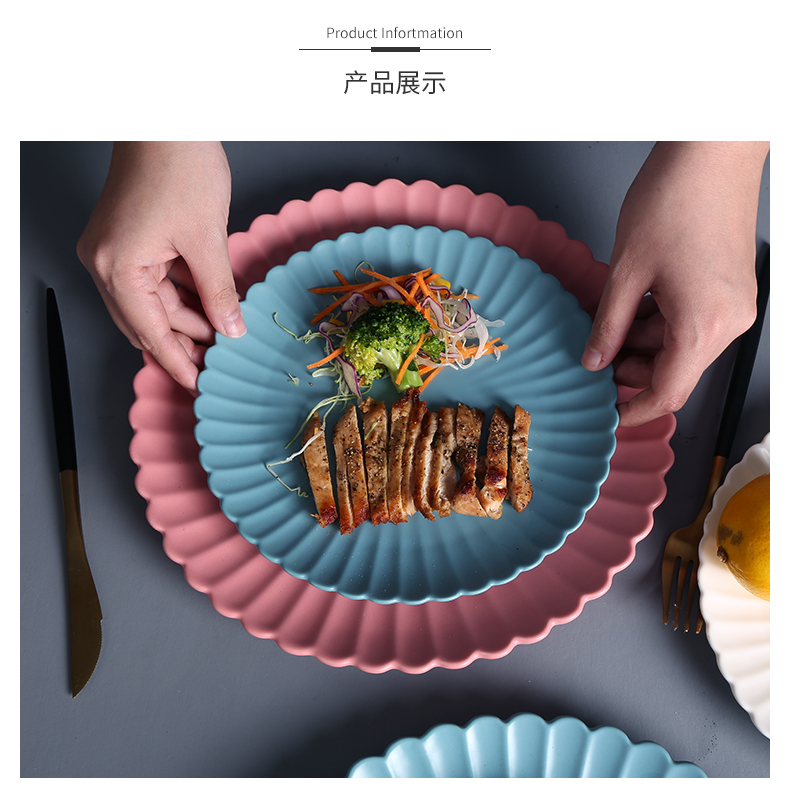 Nordic ceramic disc beefsteak dish home plate plate of creative move web celebrity breakfast tray was jingdezhen tableware