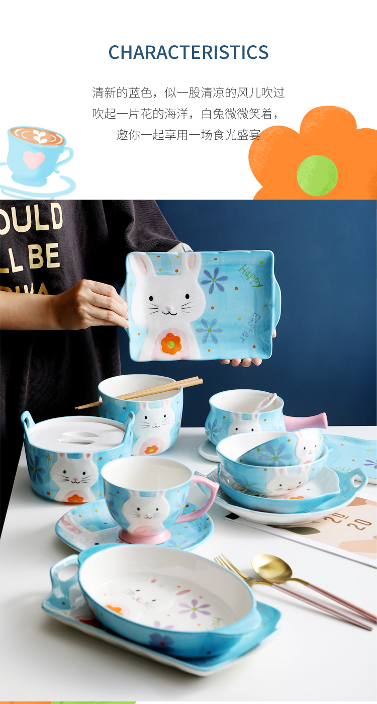 Ceramic dishes suit household dish plate disk soup bowl express cartoon eat bowl individual creative move tableware