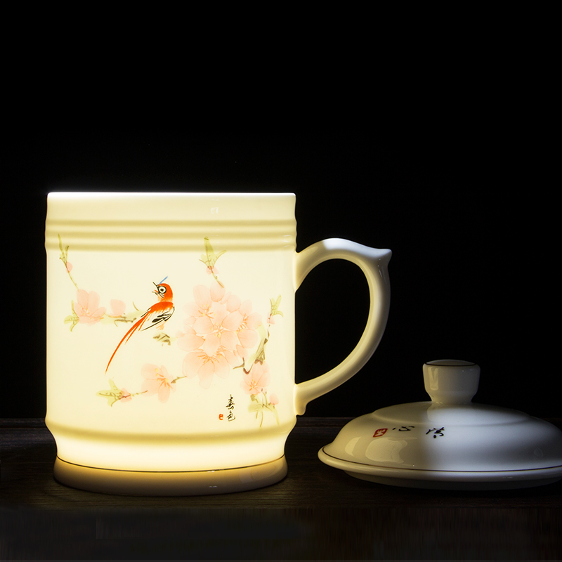 Jingdezhen ipads porcelain ceramic cups with cover large capacity of tea cup home office cup boss cup overlord cup