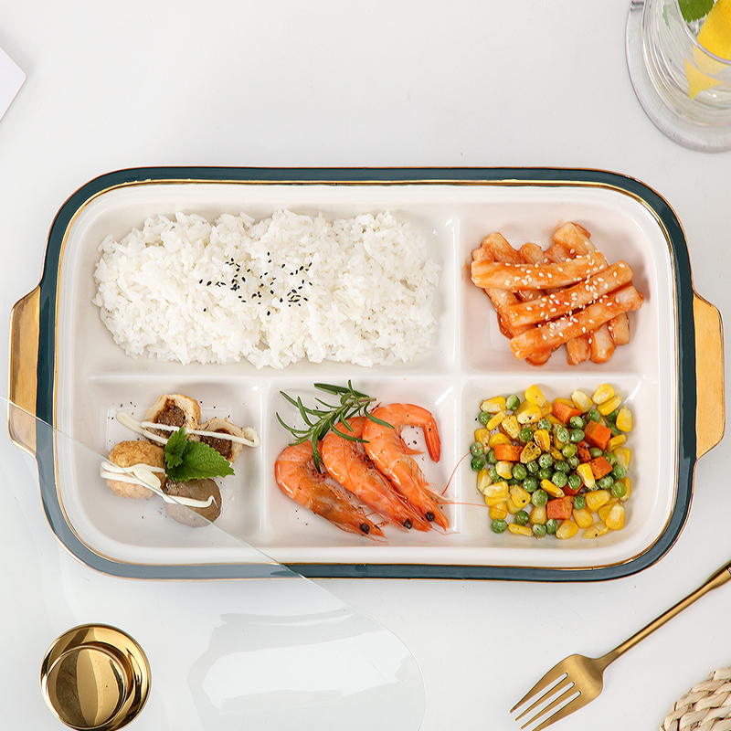 Ceramic dinning plate frame creative dribbling cover reduced fat breakfast snack plate hotel club high - end food tableware