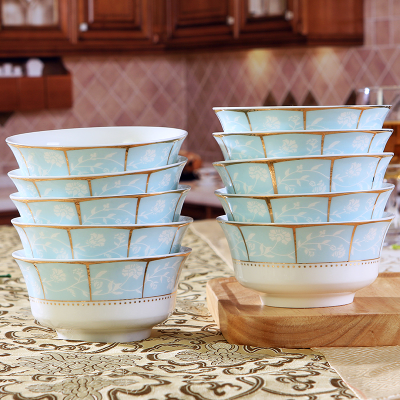 Jingdezhen ceramic eat rice bowl home only 10 to 4.5 inches rice bowls Chinese contracted ipads porcelain tableware suit