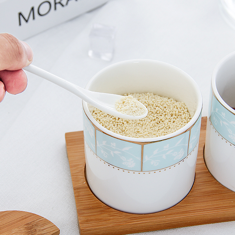 Seasoning sauce Seasoning box Korean box of jingdezhen ceramics box three - piece combination in creative contracted, cooking pot