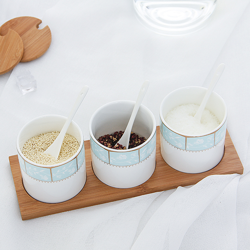 Seasoning sauce Seasoning box Korean box of jingdezhen ceramics box three - piece combination in creative contracted, cooking pot