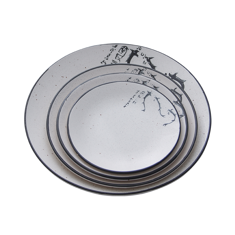 Jingdezhen ceramic plate household food dish creative move big flat circular plate tray is Japanese dishes
