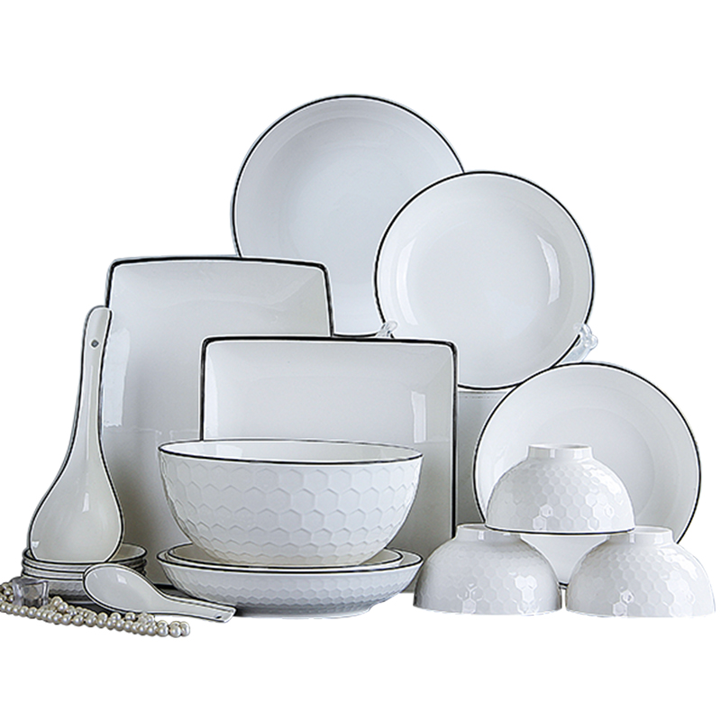 Ceramic dishes suit household 4-6 people eat bread and butter plate combination of jingdezhen porcelain ipads 2 Japanese contracted tableware