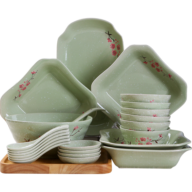 Square eat bread and butter plate combination of jingdezhen ceramic dishes suit Japanese ipads China noodles in soup bowl 2 4 dishes