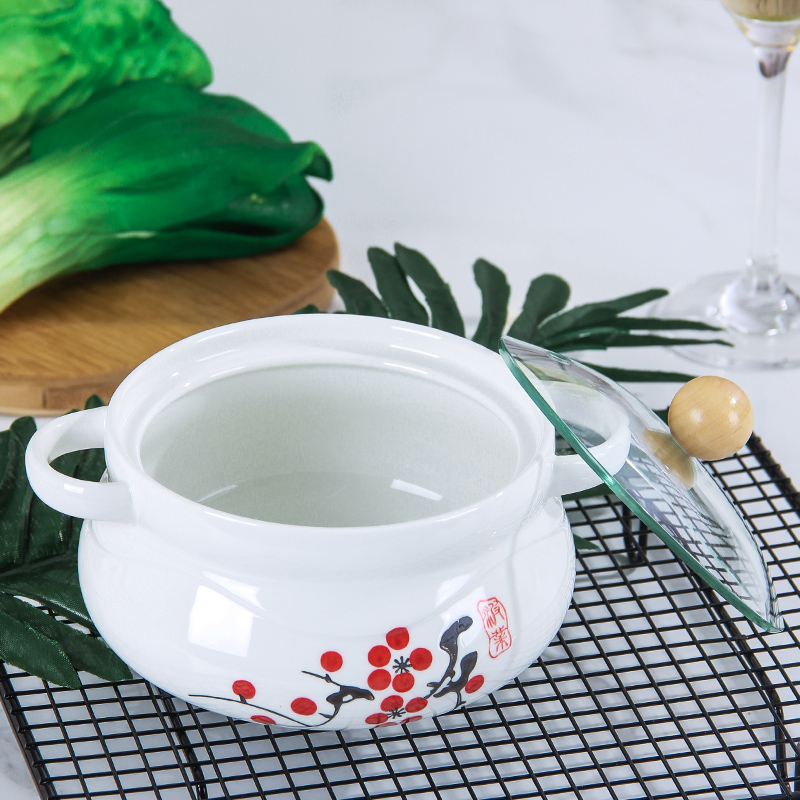 Ceramic bowl, lovely creative ears against the hot li riceses leave students always use Japanese - style tableware with cover mercifully rainbow such use