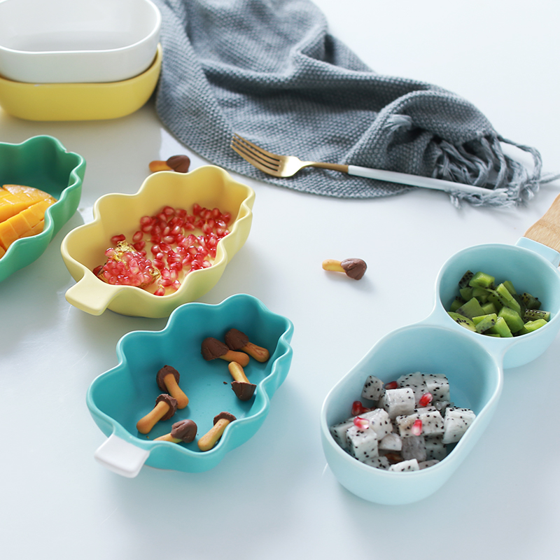 Creative dessert cup cartoon children salad bowl bowl mold division plate baby ceramic baking bowl of Chinese breakfast porridge