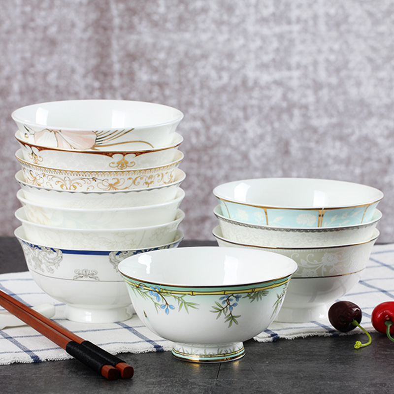 Jingdezhen ceramic bowl home eating Korean creative ipads porcelain tableware list only one bowl of 4.5 inches tall foot against the hot