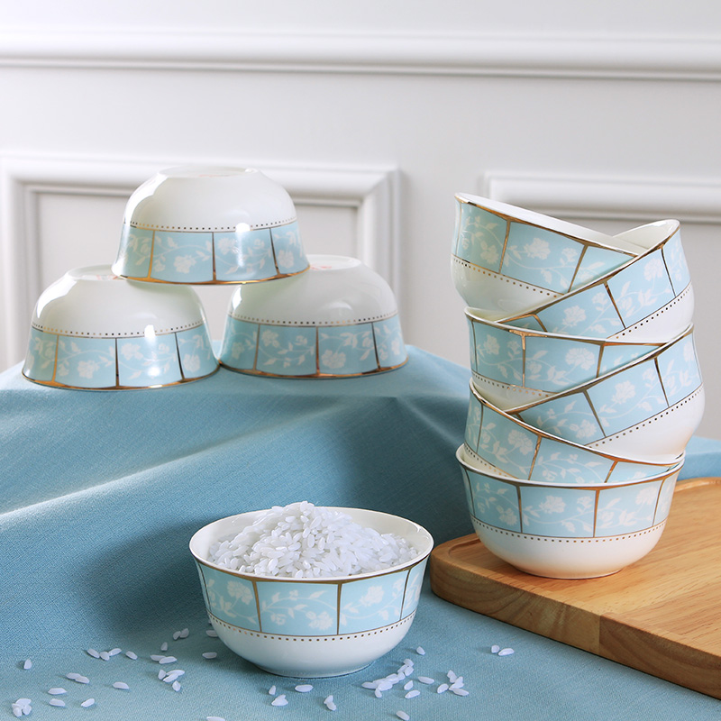 Jingdezhen ceramic plate suit household contracted 10 only to eat the rice bowls Korean ipads porcelain tableware products to 4.5 inches