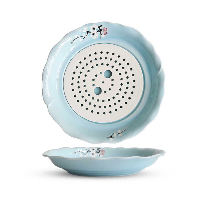 Jingdezhen ceramic plate household rectangular double - deck waterlogging under caused by excessive rainfall steamed dumpling dish of steamed fish dish Nordic dumpling dinner plate