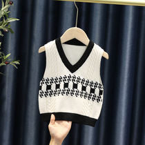 Boys sweater vest spring and autumn models 2021 new autumn baby waistband childrens pullover autumn winter knitted vest tide