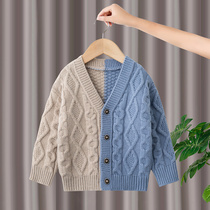 Boys sweater cardigan spring and autumn thin model 2021 new foreign baby childrens autumn jacket sweater coat tide
