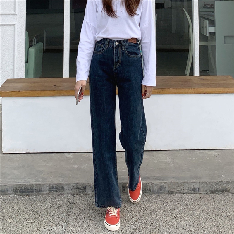 Summer Fugu High Waist Wide Leg Jeans Summer Women's Straight Tube Thin Loose Small Black Thin Pants