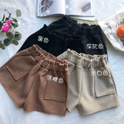 Thu đông 2018 Nữ sinh mới phiên bản Hàn Quốc eo cao là quần ống rộng cạp cao hoang dã thẳng quần ngắn giản dị