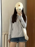 Демисезонный лонгслив, сексуальный белый спортивный кардиган с капюшоном для отдыха, защита от солнца, подходит для подростков