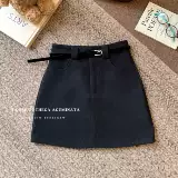 Сиреневая шерстяная юбка, защитное белье, демисезонная мини-юбка, с акцентом на бедрах, А-силуэт, высокая талия