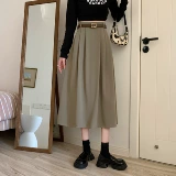 Весенний костюм, длинная черная юбка, высокая талия, А-силуэт, средней длины