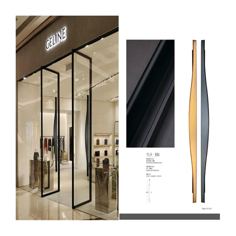 Modern minimalist door handle door handle retro Chinese stainless steel handle surface mounted sliding door wooden door handle customization