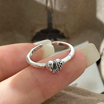 925 silver open ring female love fashion index finger ring adjustable ins style compact korean version dongdaemun style ring