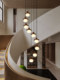 Pumpkin Staircase Chandelier, Song Dynasty Aesthetics, 2026 New Model, Solid Wood Villa Living Room, Open Space, Small Duplex, Rotating Chinese Style