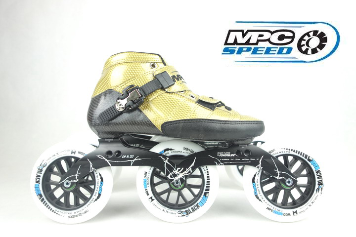 American MPC 3 * 125 Professional Professional Speed Skating Shoes Carbon Fiber Upper Shoe Black Pottery Bearings 3 * 125MM Professional Wheels