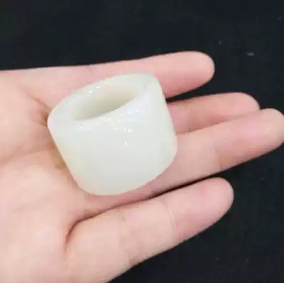Natural Hetian Jade seed ring men's Hetian Jade white jade ring finger bare stone rough strip certificate