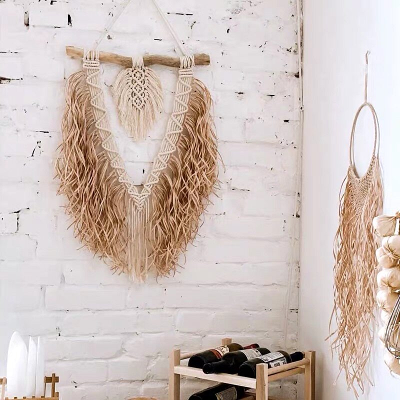 Complex Moroccan Bohemian Industrial Style Handmade Straw Tapestry Florist Studio Photography Shop Decoration