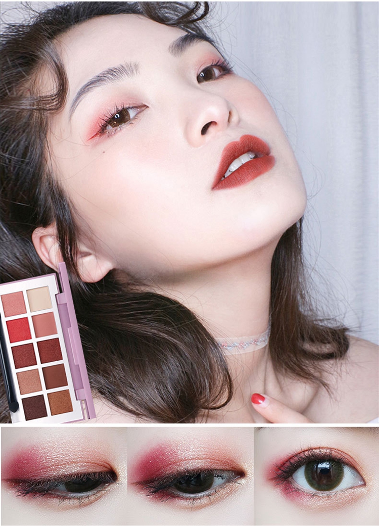 Mười màu phấn mắt đĩa đỏ với trái đất ngọc trai mờ trang điểm nude rượu vang đỏ đậu dán bí ngô cô gái mới bắt đầu - Bóng mắt bảng mắt novo
