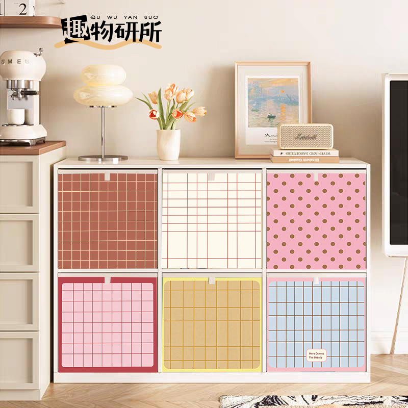 Retro Plaid Foldableable Fabric Storage Basket Large-Capacity Plaid Cabinet Storage Box Toy Clothing Storage and Organization Box