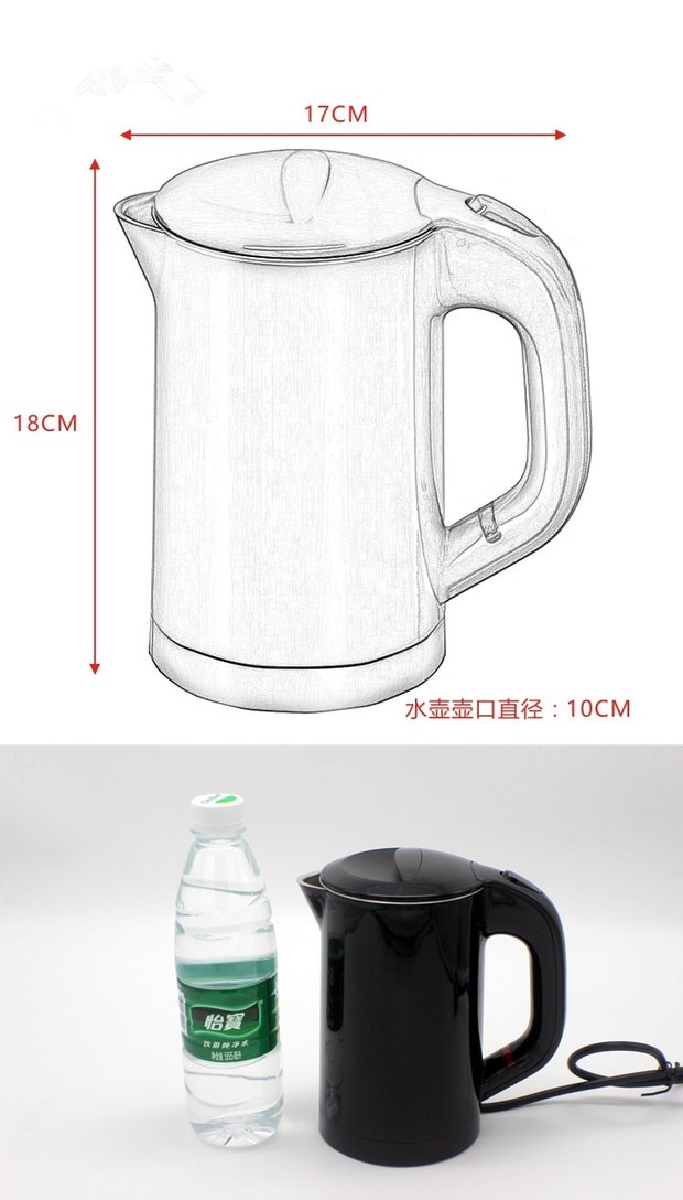 ấm điện Kinhao / Jianhao kh825 tất cả các phòng khách sạn du lịch ấm đun nước mini đôi bằng thép không gỉ 304 - ấm đun nước điện bình đun nước lock and lock
