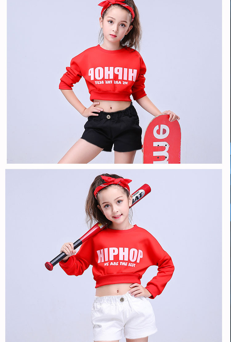 Quần áo khiêu vũ jazz cho bé gái Quần áo nhảy đường phố hip hop phù hợp với đồng phục cổ vũ JAZZ biểu diễn quần áo rò rỉ mùa thu thời trang bé trai