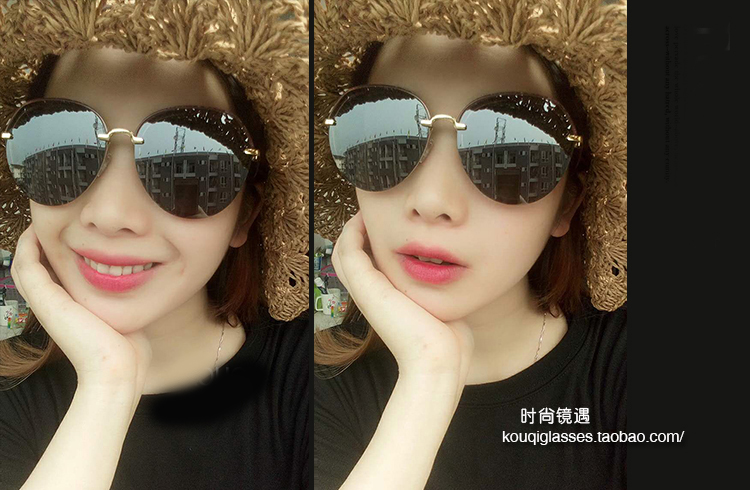 Phong cách châu Âu và Mỹ siêu nhẹ thời trang hộp lớn kính râm retro khâu mặt tròn màu hồng phân cực kính râm nữ TR90 thủy triều gọng kính cận nam đẹp
