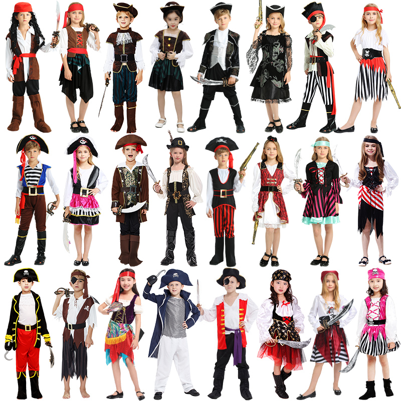 Halloween Children's Pirates Boys Girls Little Girl Clothing Men's Costume Pirates captain acting suit Jake boat long suit