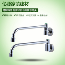 Hotel Chefs Full Copper Thickened Kitchen Single Cold Into Wall Style Chefs Hearth Taps Semi-automatic Swing Faucets