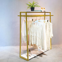 Womens clothing store display rack floor-standing double row Nakajima shelf store middle simple parallel bar display rack gold