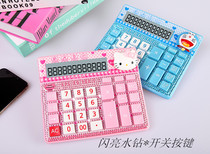Cartoon sound pink robot cat Diamond calculator financial office switch button rhinestone stick computer