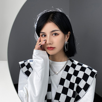 Mei Ou Hui Net red thin chessboard plaid scarf female Korean version of Joker small shawl outside fake collar dual use spring and autumn