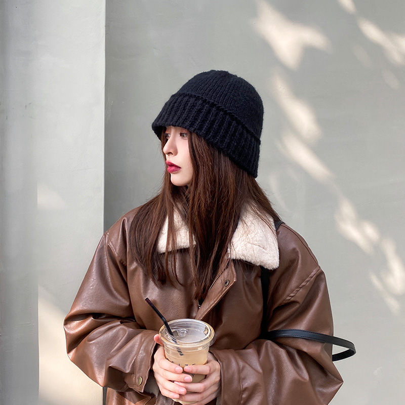 Japanese wool fisherman hat female net red cute Korean version cover face retro fashion all-match warm basin hat autumn and winter