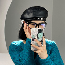 American and European Hui pu leather beret Korean retro Joker painter hat Japanese small net red land Ruffian hat female autumn
