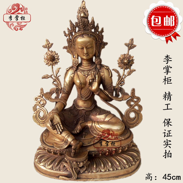 Li Dispensers Bronze Statue of dense pure copper Buddha Genuine Green Degree Mother Height 45cm Pendulum can fit hidden special price