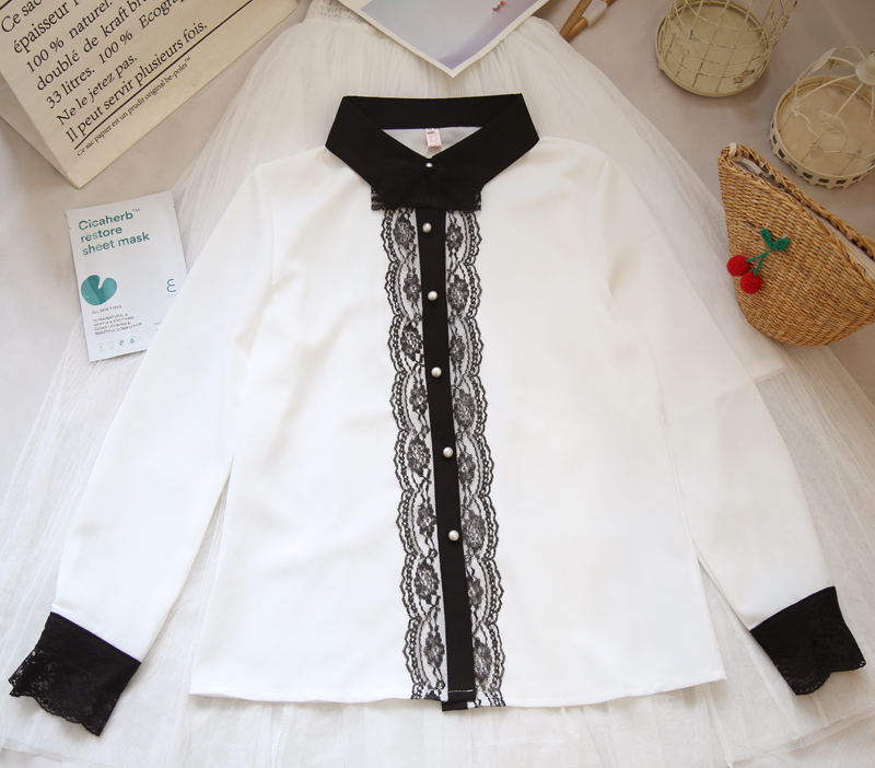 VK旗艦店 韓國風淑女氣質紡襯衫高腰短裙套裝長袖裙裝